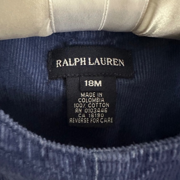 Ralph Lauren Corduroy Blue Sleeveless Dress Kids Sz 18M Logo Embroidery on back - Picture 2 of 5
